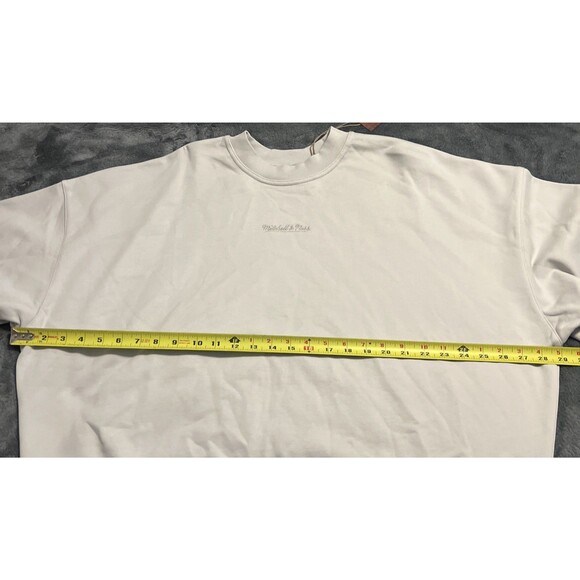 XL Mitchell & Ness Branded Script Crewneck Sweatshirt Mens Light Grey - Picture 8 of 9